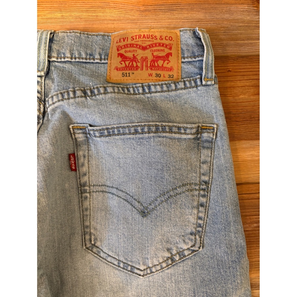 Levis 511 Slim Fit Light Wash Denim Jeans W30 L32 Light Indigo Blue 00511-2344